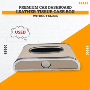 Used Premium Car Dashboard Leather Tissue Case Box Without Clock - Beige